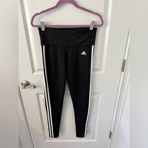 Adidas Women’s High Rise 3  Stripes Climalite Athletic Leggings, Black, size M